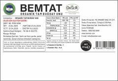 Bemtat Organik Tam Buğday Unu 25kg ( Whole Wheat Flour )